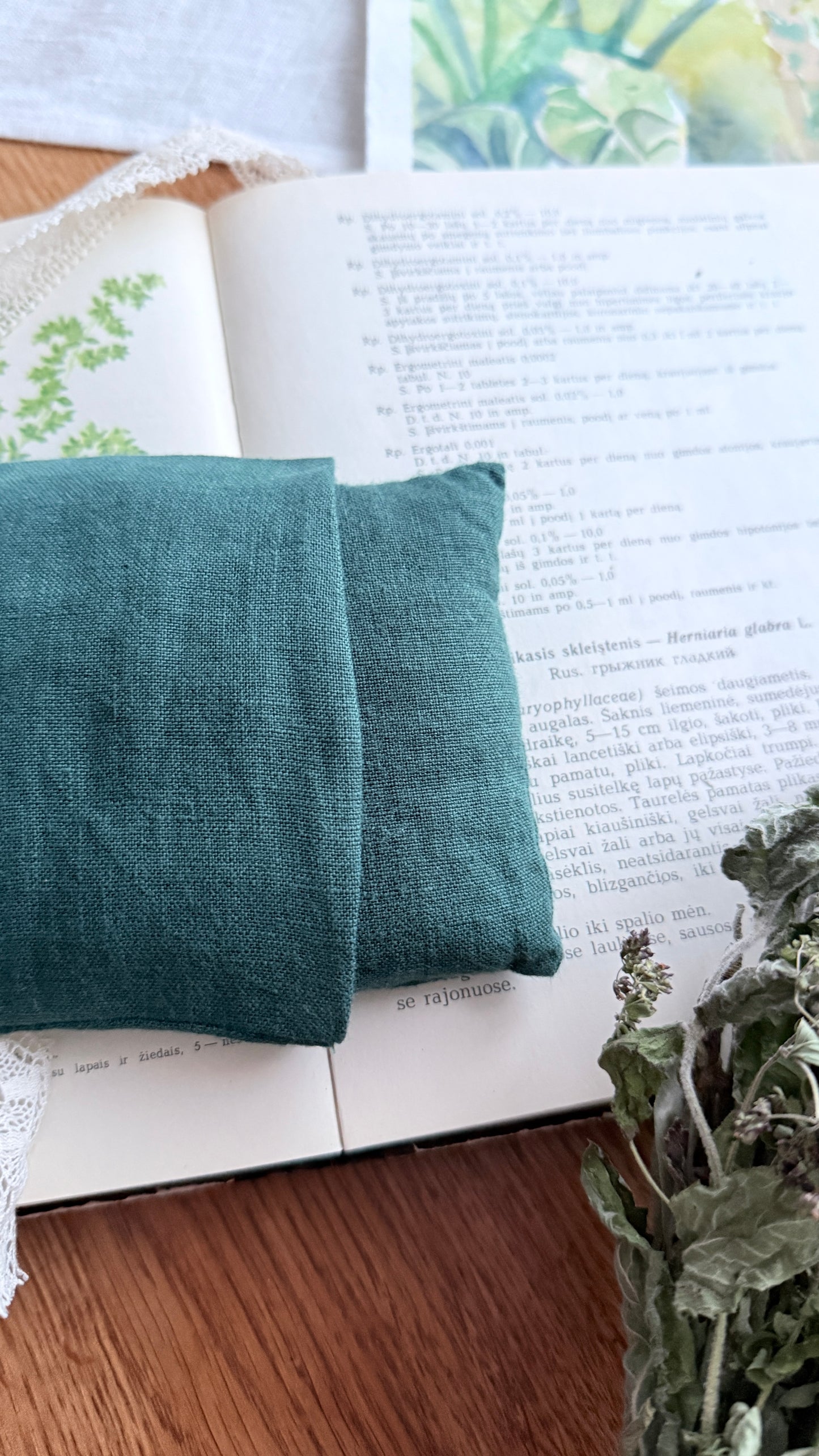 Akių relaksacinė pagalvėlė su užvalkaliuku "Žalioji"