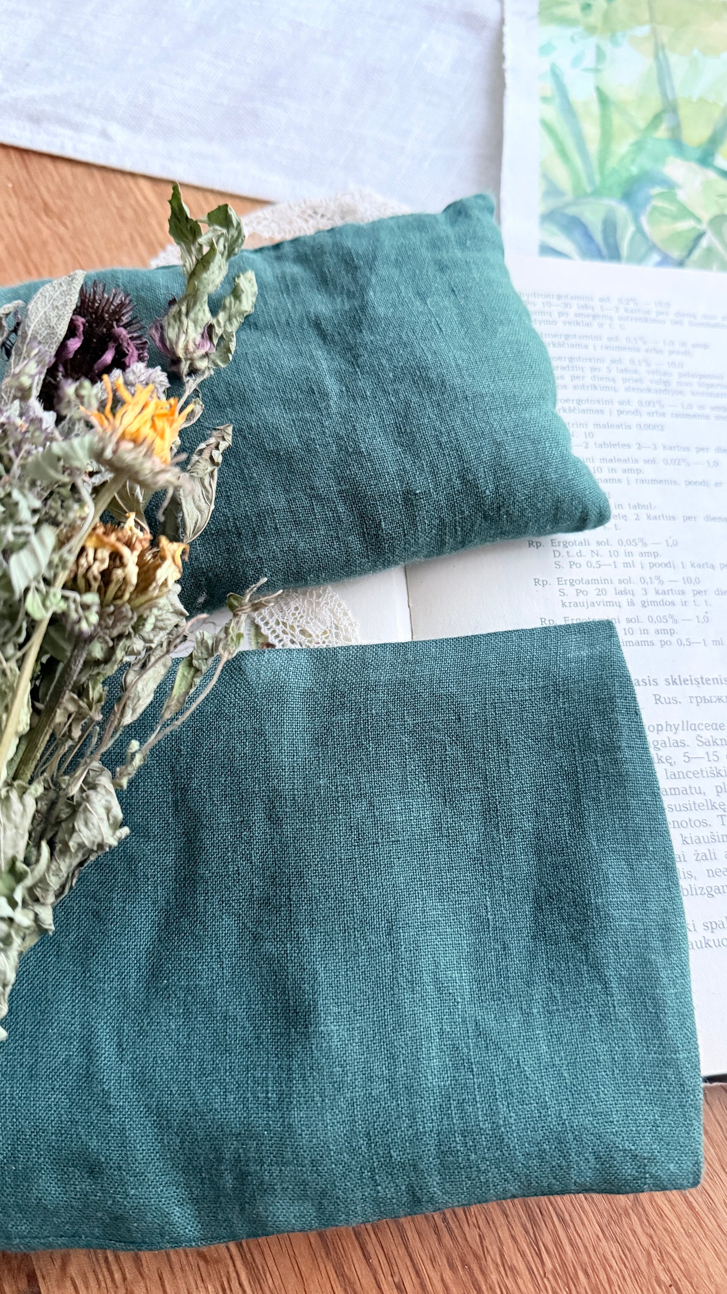 Akių relaksacinė pagalvėlė su užvalkaliuku "Žalioji"